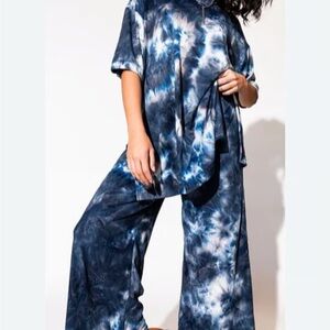 Blue Tie-Dye Lounge Set